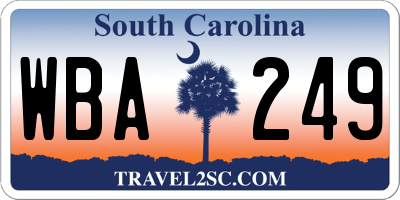 SC license plate WBA249