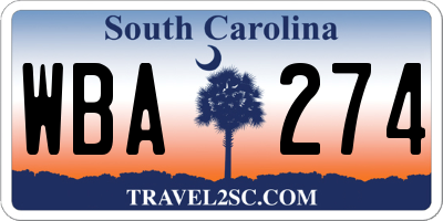 SC license plate WBA274