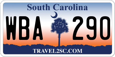 SC license plate WBA290