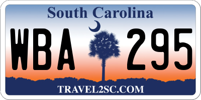 SC license plate WBA295
