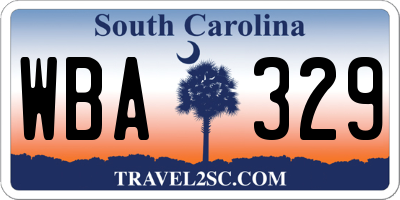 SC license plate WBA329