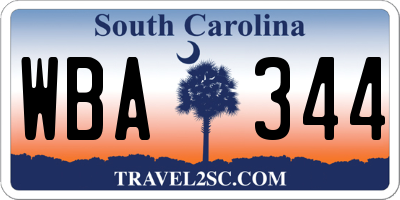 SC license plate WBA344