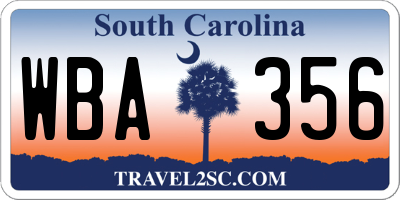 SC license plate WBA356
