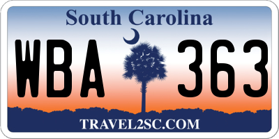 SC license plate WBA363