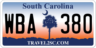 SC license plate WBA380