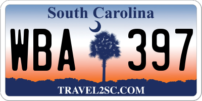 SC license plate WBA397