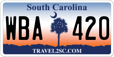 SC license plate WBA420