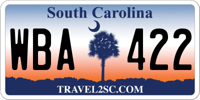 SC license plate WBA422