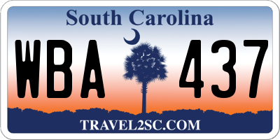 SC license plate WBA437