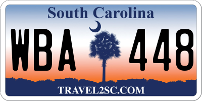 SC license plate WBA448
