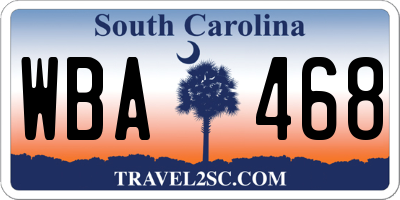 SC license plate WBA468