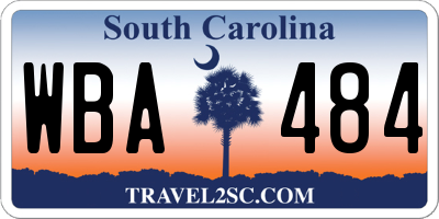 SC license plate WBA484
