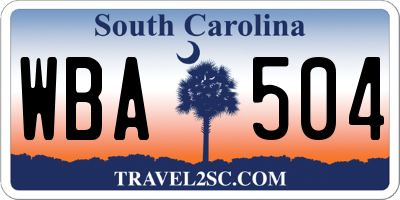 SC license plate WBA504