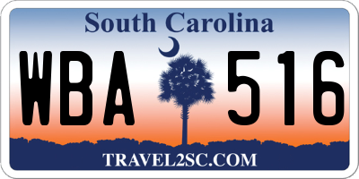 SC license plate WBA516