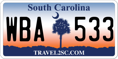 SC license plate WBA533