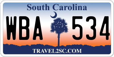 SC license plate WBA534