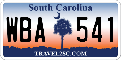 SC license plate WBA541