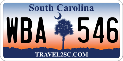 SC license plate WBA546