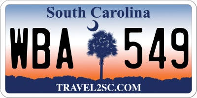 SC license plate WBA549