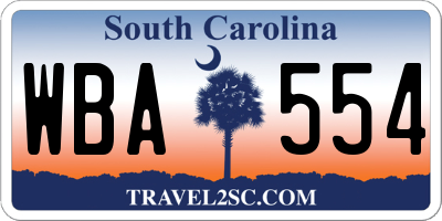 SC license plate WBA554
