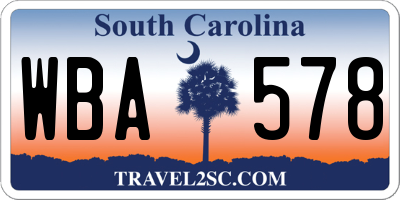 SC license plate WBA578
