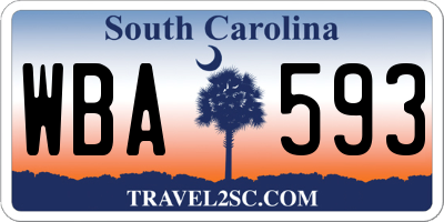 SC license plate WBA593