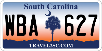 SC license plate WBA627