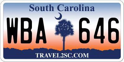 SC license plate WBA646