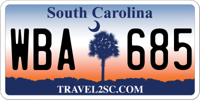SC license plate WBA685