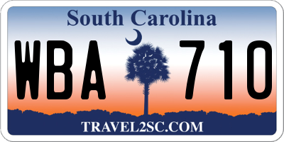 SC license plate WBA710