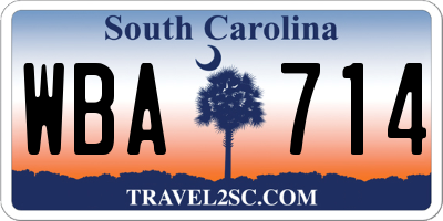 SC license plate WBA714