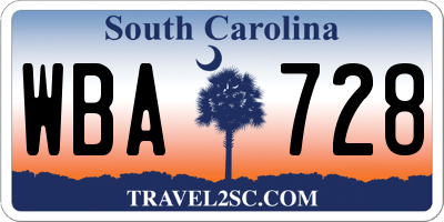 SC license plate WBA728