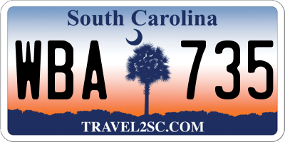 SC license plate WBA735