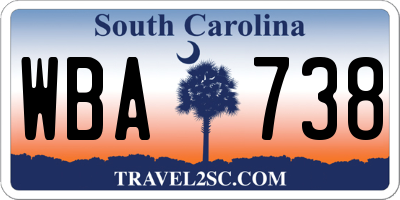 SC license plate WBA738