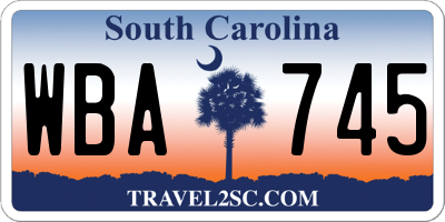 SC license plate WBA745