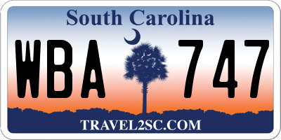 SC license plate WBA747