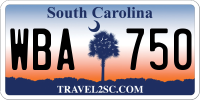 SC license plate WBA750