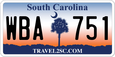 SC license plate WBA751