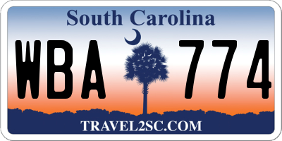 SC license plate WBA774