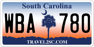 SC license plate WBA780