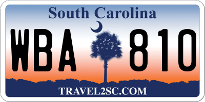 SC license plate WBA810