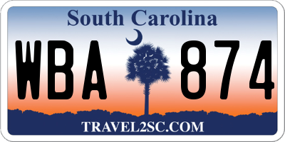 SC license plate WBA874