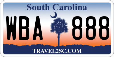 SC license plate WBA888