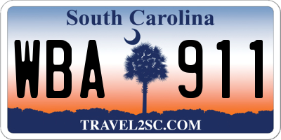 SC license plate WBA911