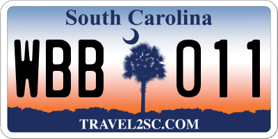 SC license plate WBB011