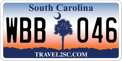 SC license plate WBB046