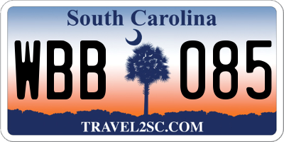 SC license plate WBB085