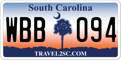 SC license plate WBB094