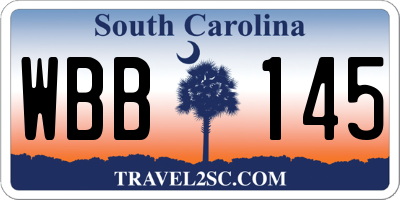SC license plate WBB145