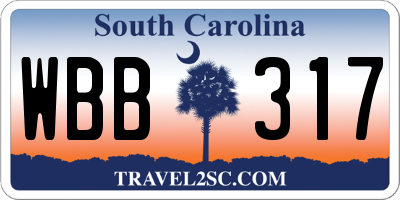 SC license plate WBB317